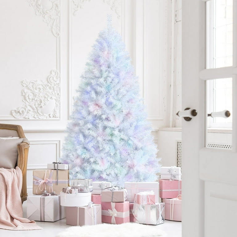 Costway 7ft Glitter Decor White Iridescent Tinsel Artificial