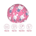 thumbnail image 3 of Yiaed Rabbit Holding Flowers Print Reusable Shower Cap & Bath Cap & Lined, Oversized Waterproof Shower Caps Designed for all Hair Lengths, 3 of 7