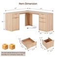 thumbnail image 3 of 63'' Fluted L Shaped Desk with Drawers, Corner Computer Desk with Storage, Modern Executive Home Office Desk with File Cabinet and Charging Station, Natural Oak, 3 of 8
