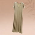 thumbnail image 4 of Blmnix Womens Nightgowns & Sleepshirts Sleepshirts Long Nightgowns Bamboo Nightgowns Nightshirt Short Sleeve Crew Neck Beige Cotton Nightgowns,XXL, 4 of 5