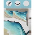 thumbnail image 3 of Twin Quilt Bedding Set, Teal Gradient Ocean Reversible Summer Quilt 3 Pieces, Ombre Watercolor Coastal Beach Waves Lightweight Bedspreads Coverlets with 2 Pillow Shams for All Seasons, 3 of 5