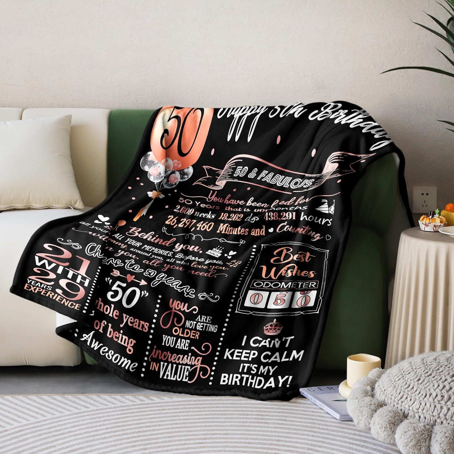 40th Birthday Blanket For Women – Pink, 60"x50", Faux Flannel, With Gift Box