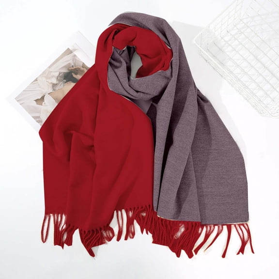 gbyLJF Winter Scarf for Women Two-color Scarves Warm Soft Daily Shawls and Wraps Long Blanket Scarf Gift Scarf for Women