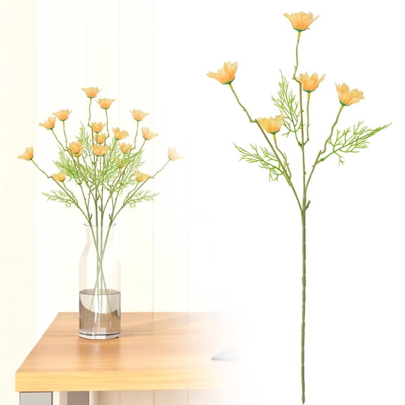 Artificial Wildflower Bouquet,Beige Daisy Flowers for Home Decor | Includes 5 daisy stems and greenery stems,creating a full wildflower bouquet for vase decor and floral arrangements