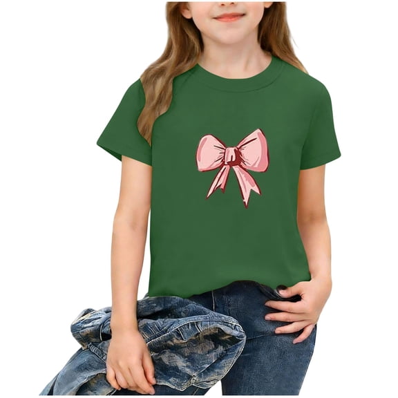 Edvintorg Girls Tops Cute Graphic Short Sleeve Crew Neck Casual Pullover Shirts Summer Clothes for Girls Size 2-14