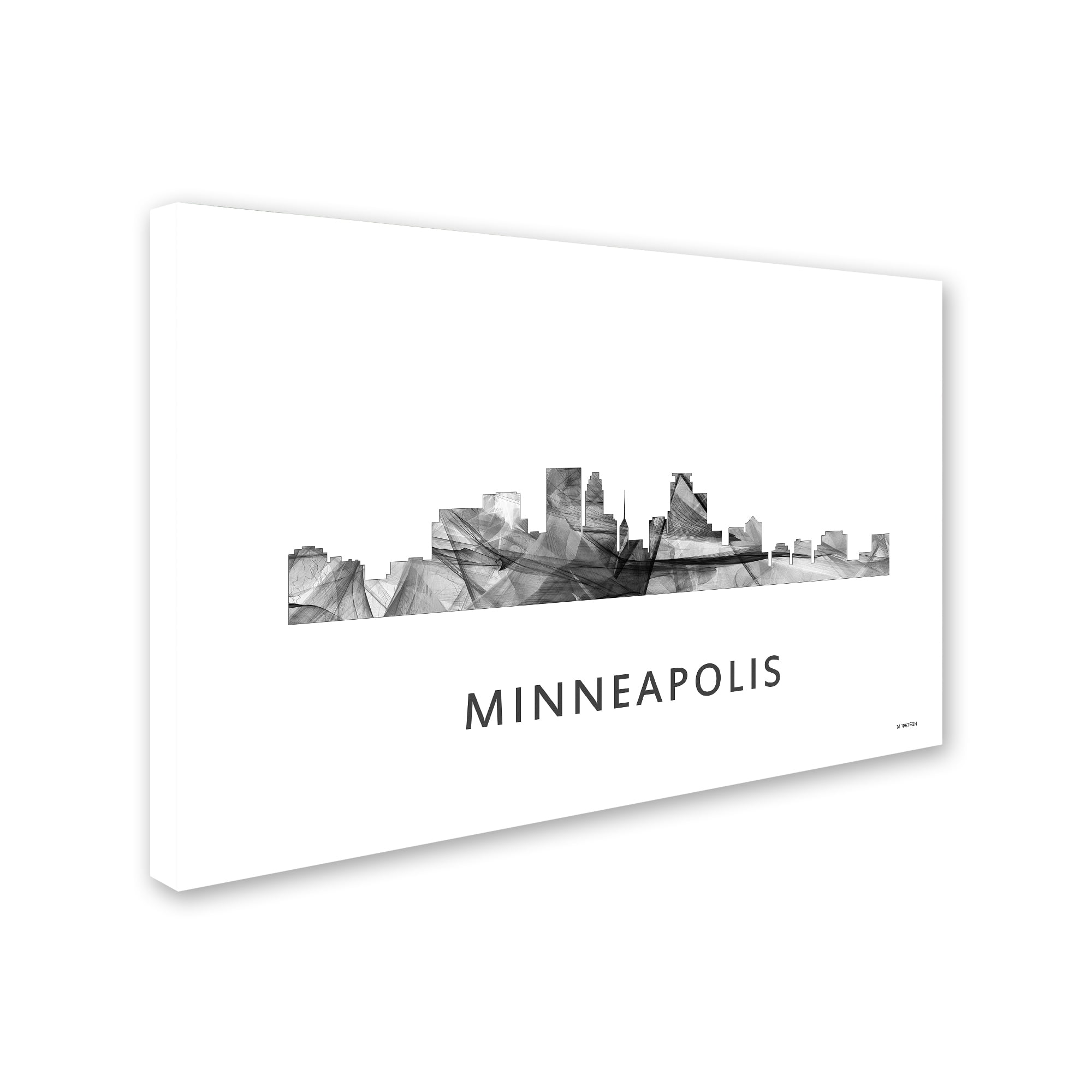 Trademark Fine Art 'Minneapolis Minnesota Skyline WB-BW' Canvas Art by Marlene Watson