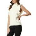thumbnail image 4 of INSPIRE CHIC Women's Ruffled Sleeve Mock Neck Casual Cable Knit Pullover Sweater Vest S White, 4 of 5