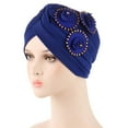 thumbnail image 3 of MSJUHEG Head Scarves for Chemo,Turbans,Hair Scarf,Chemo Headwear,Head Wraps,Turban Head Hat Wrap Cap Hair Cover Floral Turban Headwear Ethnic Cap Heardband Blue One Size, 3 of 3