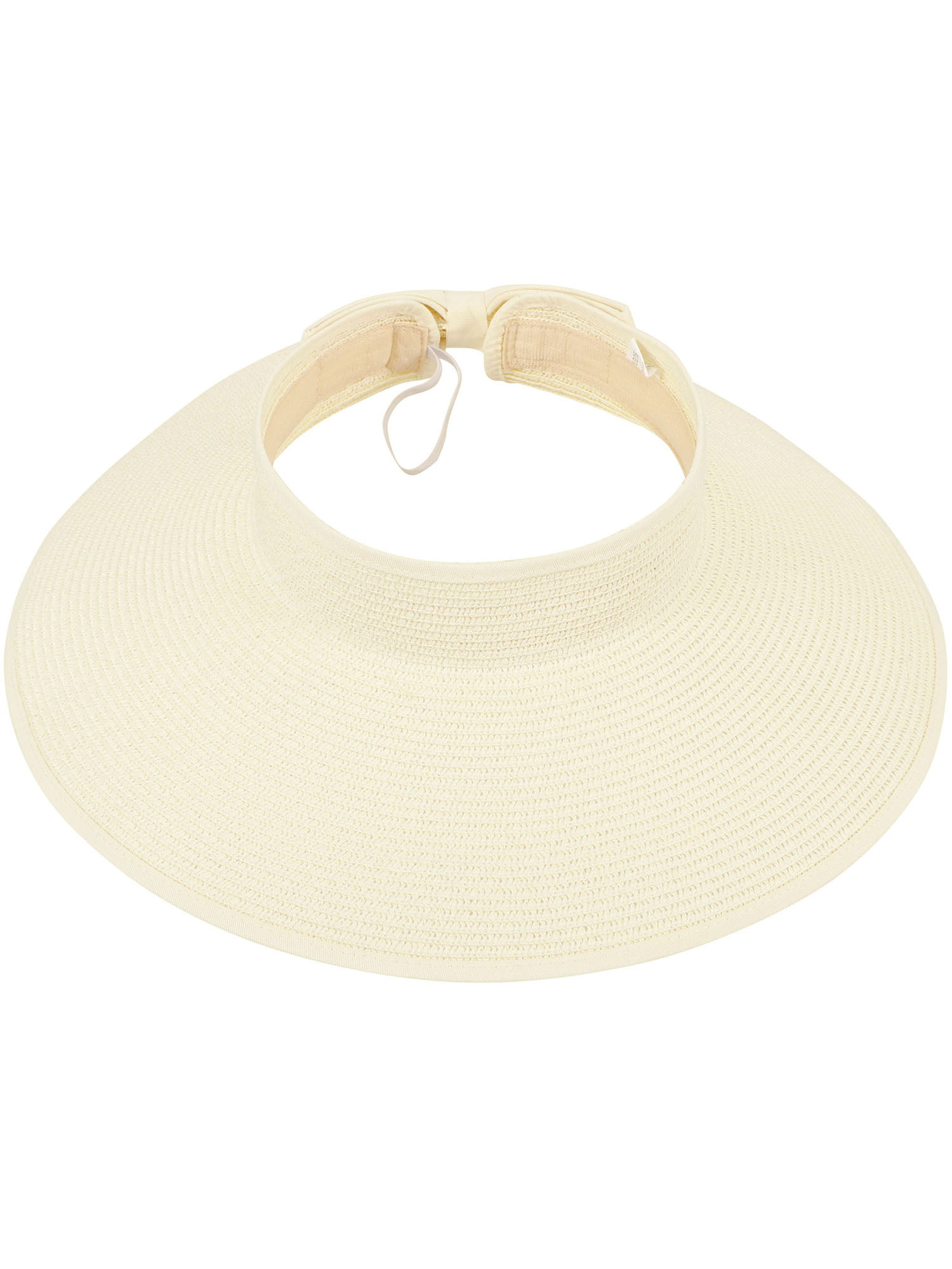 Swyss Women’s Summer Foldable Straw Sun Visor w/Cute Bowtie Hat Wide Brim Travel Hat Freesize Ponytail Fashion 