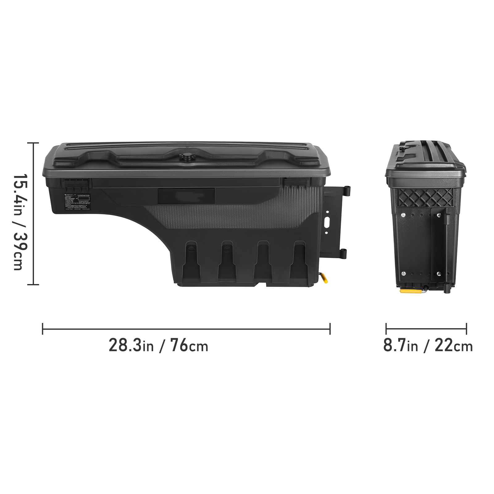 VEVOR Truck Bed Storage Box, Lockable Lid, Waterproof ABS Wheel Well Tool Box 6.6 Gal/20 L with Password Padlock, Compatible with Dodge Ram 1500 2019-2021, Passenger Side, Black