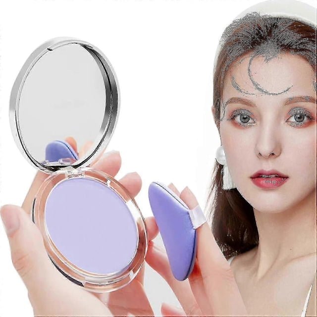 Lavender Matte Powder,Chillab Lavender Matte Powder Oil Control Silky Blurring Chillab Polvo Compacto with Powder Puff