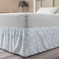 thumbnail image 1 of Vintage Bed Skirt, Soft Colored Floral Arrangement with Leaves Stalks and Geometric Shapes Design, Elastic Bedskirt Dust Ruffle Wrap Around for Bedding Decor, 4 Sizes, Pale Blue White, by Ambesonne, 1 of 2