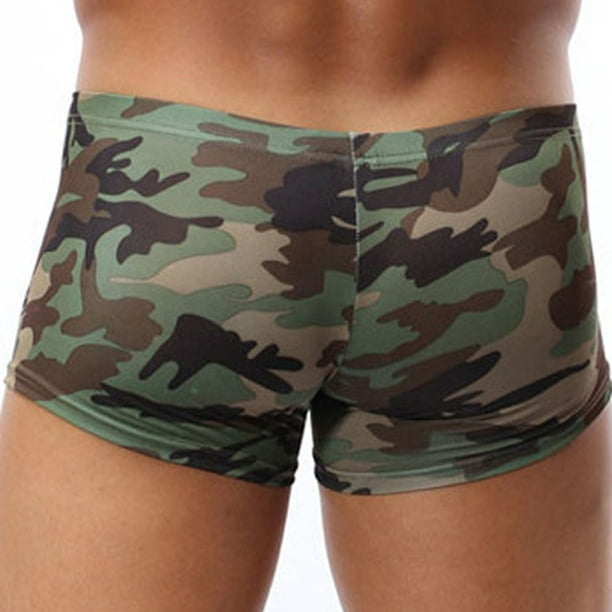 QunButy Mens Briefs Military Men's Camouflage Boxer Briefs Trunks