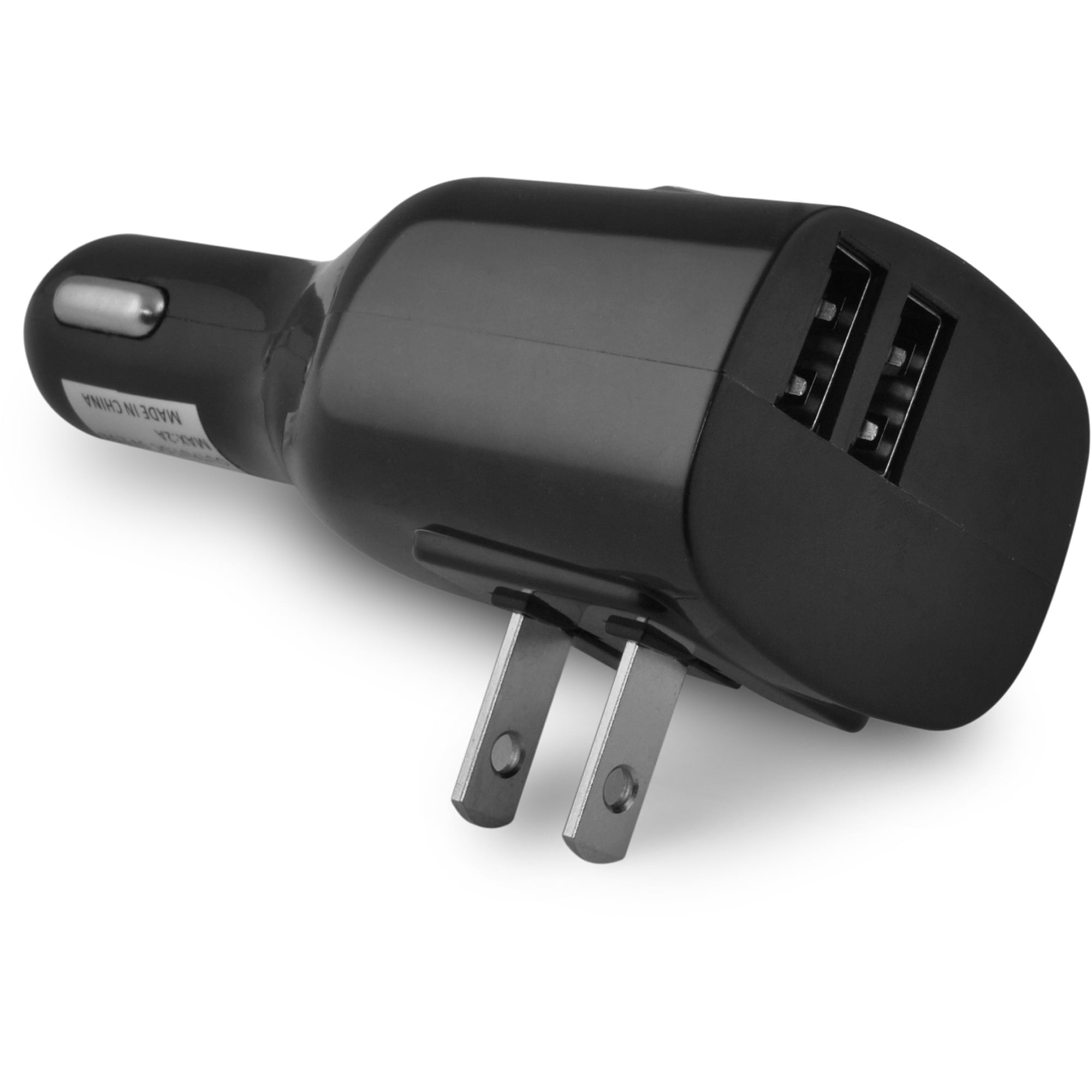 Office Charger Black Portable Travel Use 2 in 1 2-Port USB AC Car Home 