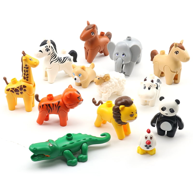 Gprince Diy Zebra Sheep Elephant Panda Crocodile Animal Assembly Accessories Large Particle Building Blocks Compatible With Lego Duplo Other