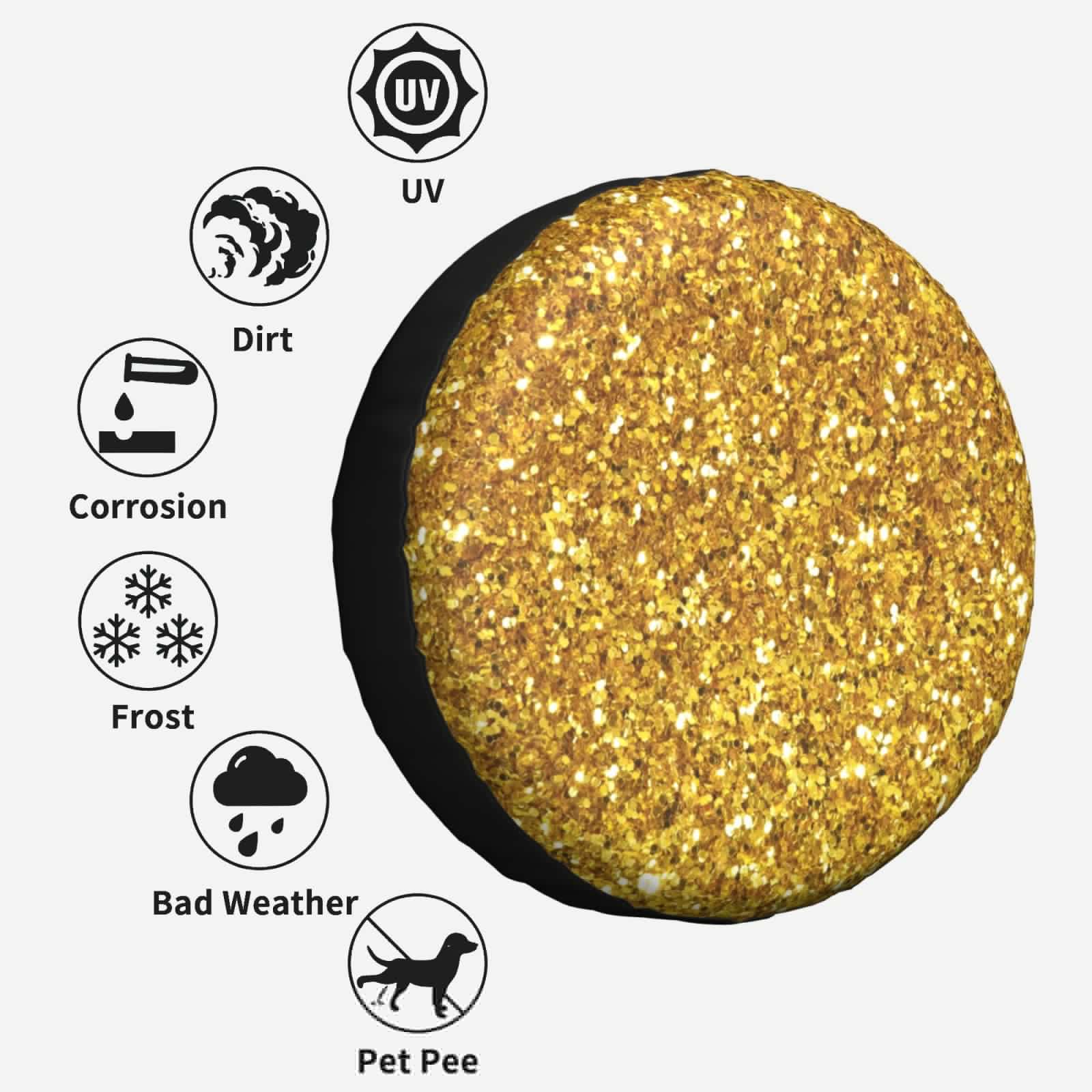 thumbnail image 6 of Kll Gold Glitter Tire Cover,Universal Wheel Tire Cover For Trailer, Rv, Suv, Truck,Camper And Many Vehicle,(17 Inch), 6 of 7