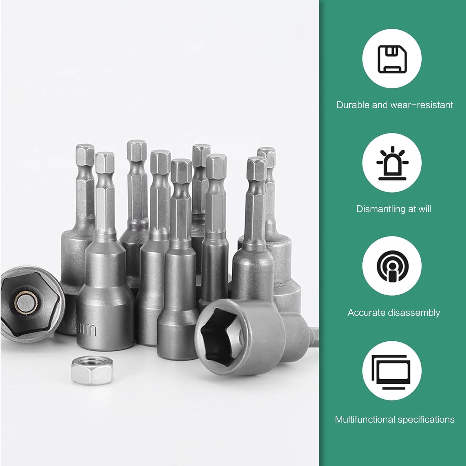 STONEGO 5/6/8/9/14Pcs Hex Magnetic Socket Sleeve Set - Nut Driver Drill Bit Adapter for Quick and Secure Fastening, Ideal for Automotive, Home Repair, and DIY Projects
