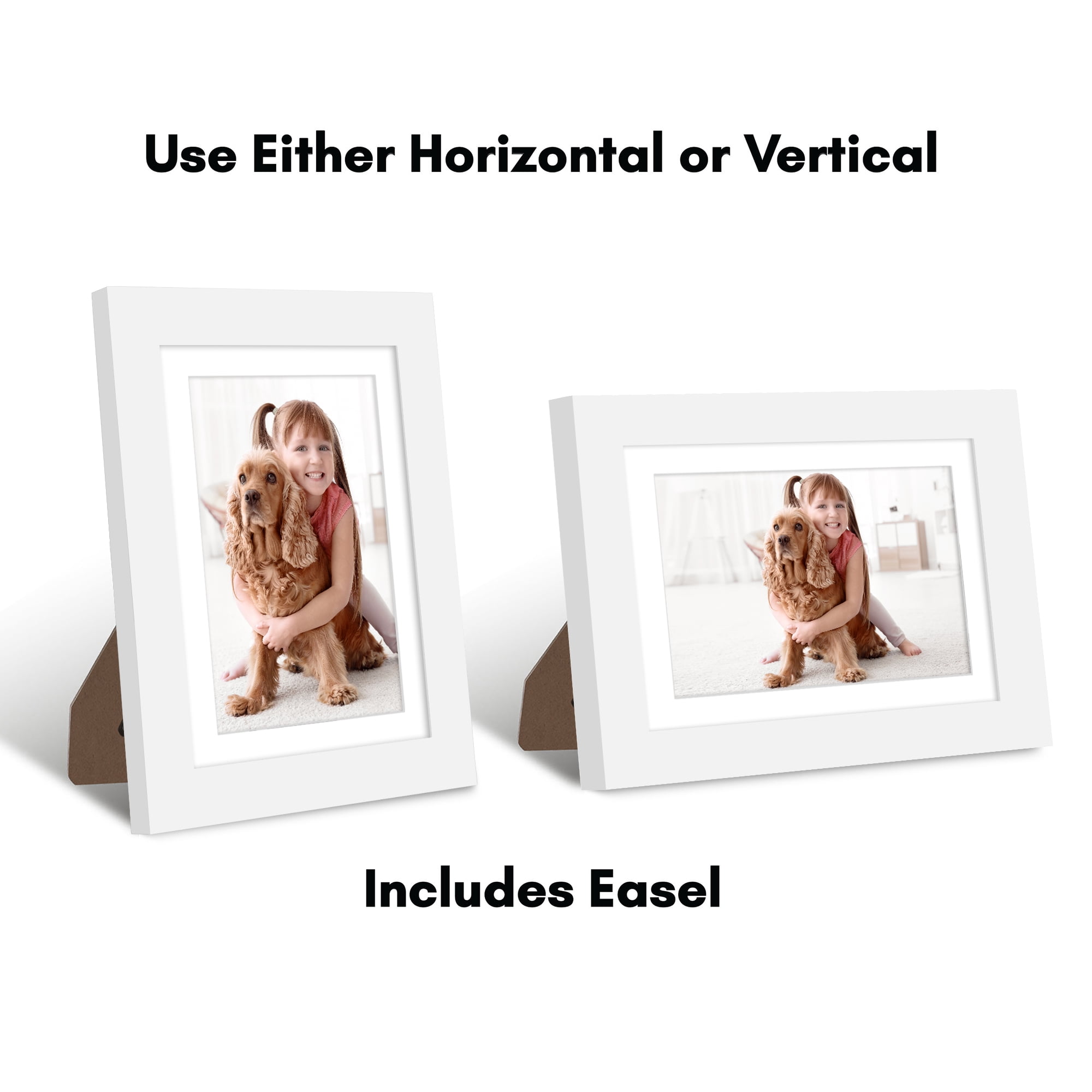 Americanflat 5x7 Picture Frame with Shatter-Resistant Glass with 4x6 Mat Display Photo Signature Wall - White