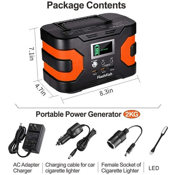 FF Flashfish 150W Portable Power Station, 166Wh Solar Generator with 2 AC Outlets, Backup Battery for Outdoor and RV Use