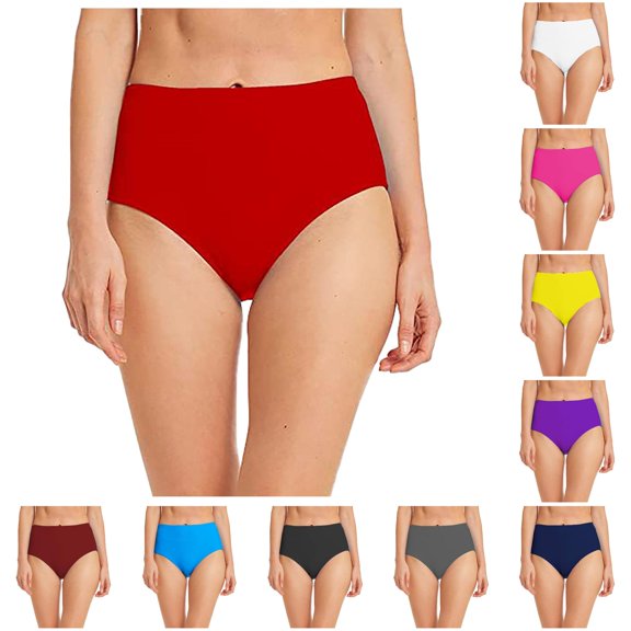 Bathing Suit Bottoms For Women Swimsuit Bottoms Full Coverage Red Mid Rise Swim Bottoms Beach Swimwear