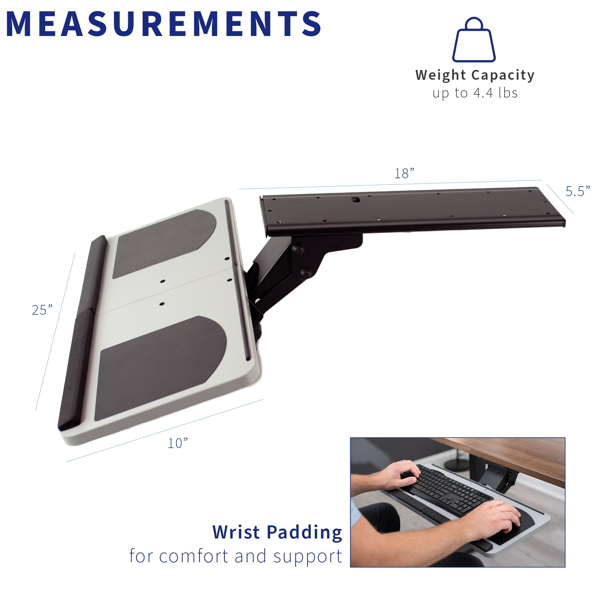 VIVO Adjustable Computer Keyboard & Mouse Platform Tray Under Table Desk Mount