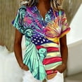 thumbnail image 4 of Mifsaly Short Sleeve Button Down Shirts for Women Lapel Collar V Neck Blouses Patriotic Hearts American Flag Print Independence Day Tops 2026 S, 4 of 6