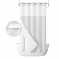 thumbnail image 2 of White Burlap Texture No Hook Shower Curtain Waterproof, Bathroom Curtains with Snap in Liners and See Through Top Window, Farmhouse Vintage White Hotel Style Bathtub Curtains Shower 36"Wx72"L, 2 of 8