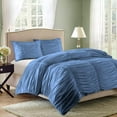 thumbnail image 2 of DNG Creations 3 Piece Ruched Pattern Duvet Cover 100% Egyptian Cotton, 800 TC- With Zipper Closure & Corner Ties ( Solid Medium Blue - Twin/Twin XL ), 2 of 3