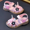 thumbnail image 6 of KPOPLK Infant Baby Girls Sandals Summer Beach Outdoor Bowknot Soft Rubber Sole Toddler Princess Dress Flats Walking Shoes Size 6,Pink, 6 of 7