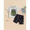 thumbnail image 2 of Bagilaanoe 2pcs Newborn Baby Boys Short Pants Set Short Sleeve Letters Print T-shirt Tops + Shorts 6M 12M 18M 24M Infant Casual Summer Outfits, 2 of 9