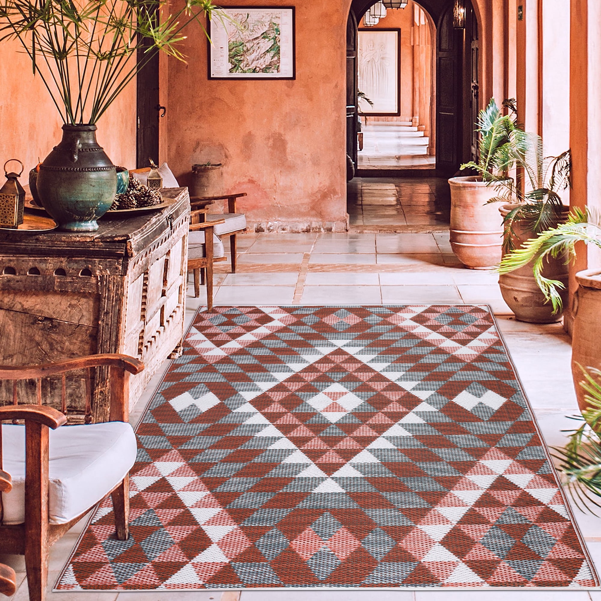 Lush Ambience Premium Recycled Plastic Outdoor Rug for Patio, Deck and