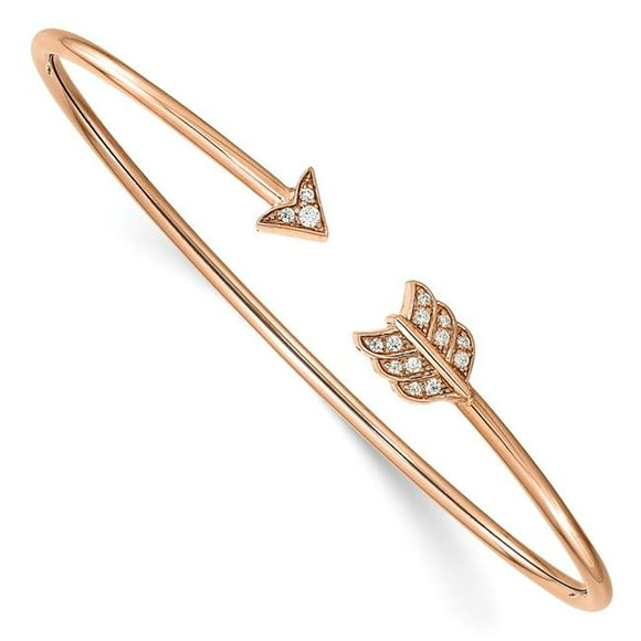 Quality Gold BM8401-011-RA 14K Rose Gold Diamond Arrow Cuff Bangle Bracelet
