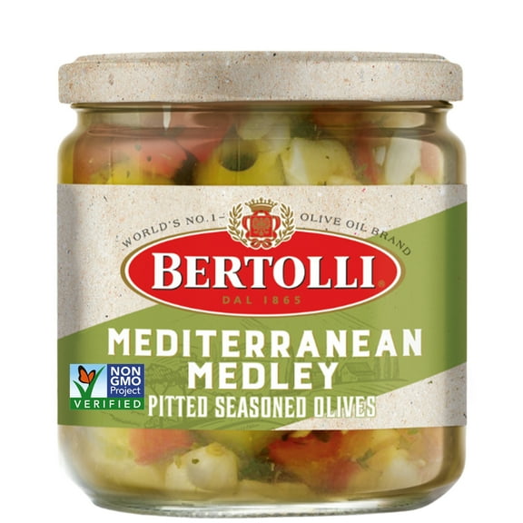 Bertolli Pitted Green Olives, Mediterranean Medley, 5.64 oz