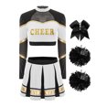thumbnail image 3 of vastwit Women Cheer Leader Dance Crop Top with Skirt and  Accessories Cheerleading Outfits White L, 3 of 5