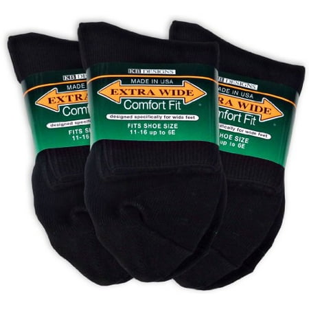 Extra Wide Athletic Quarter Socks for Men (3 Pack) (11-16 (up to 6E wide),