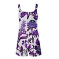 thumbnail image 3 of DDAPJ pyju Jumpsuits Shorts for Women Floral Printed Casual Summer Rompers Sleeveless Loose Shorts Overalls Jumpers Wide Leg Short Jumpsuit with Pockets 2025 Spring Savings Purple XXL, 3 of 5