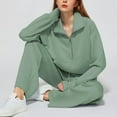 thumbnail image 2 of Pyhlmscde Two Piece Sets for Women, Lounge Sets for Women, Half Zip Sweatshirt Women, Women's Comfortable Casual Solid-Color Long Pants Spring/Fall Set Green XL, 2 of 6