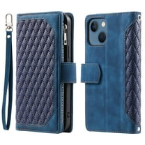 Wallet Case for iPhone 13 Mini (5.4 Inch) with Kickstand Card Slots Wrist Strap Case, Magnetic Shockproof Flip Phone Cover for iPhone 13 Mini,Blue