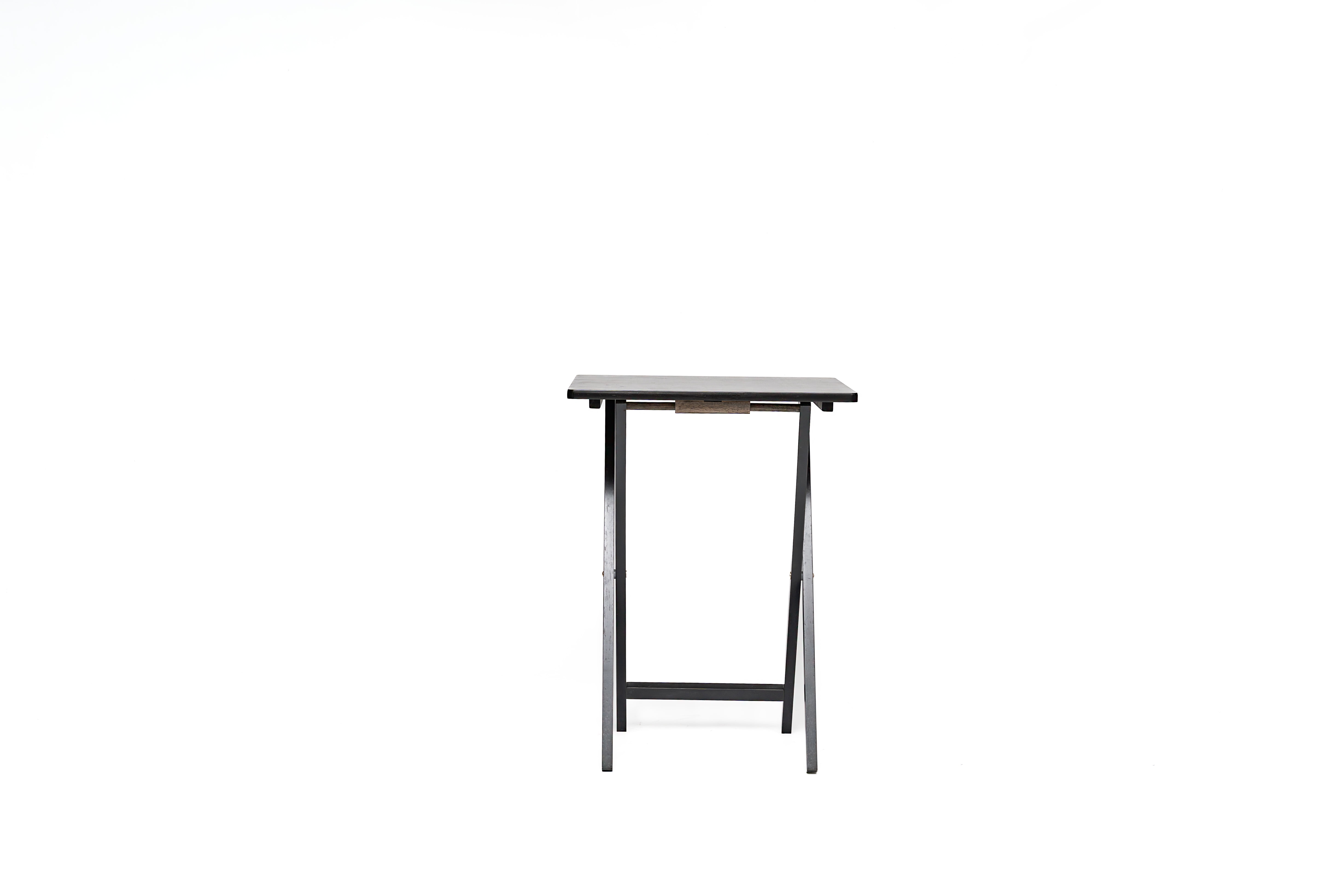 Mainstays Rubberwood Folding TV Tray Table, Black (Set of 2)