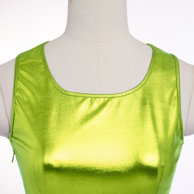 Ibtom Castle Women's Shiny Metallic Dress Sexy Sleeveless Mini Skater Dress Holographic Party Rave Dance Clubwear Anime Cosplay Halloween Clothes M Ibtom Castle Women's Shiny Metallic Dress Sexy Sleeveless Mini Skater Dress Holographic Party Rave Dance Clubwear Anime Cosplay Halloween Clothes M