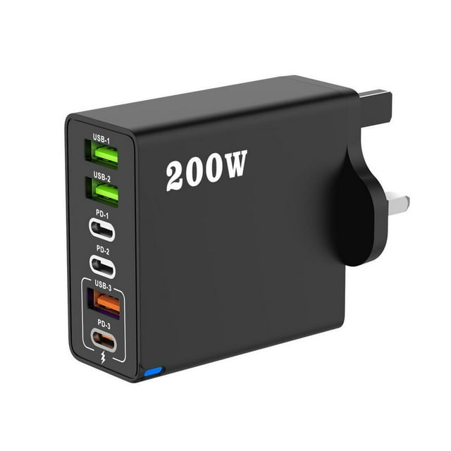 200W Charger Super Fast Wall Charging USB C Multi-Port Mobile Phone Charger