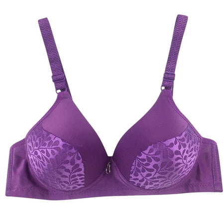 Sport Bra Women Back-Smoothing Bra Feature V-Neck Balconette Bra Style W-1274 Purple M
