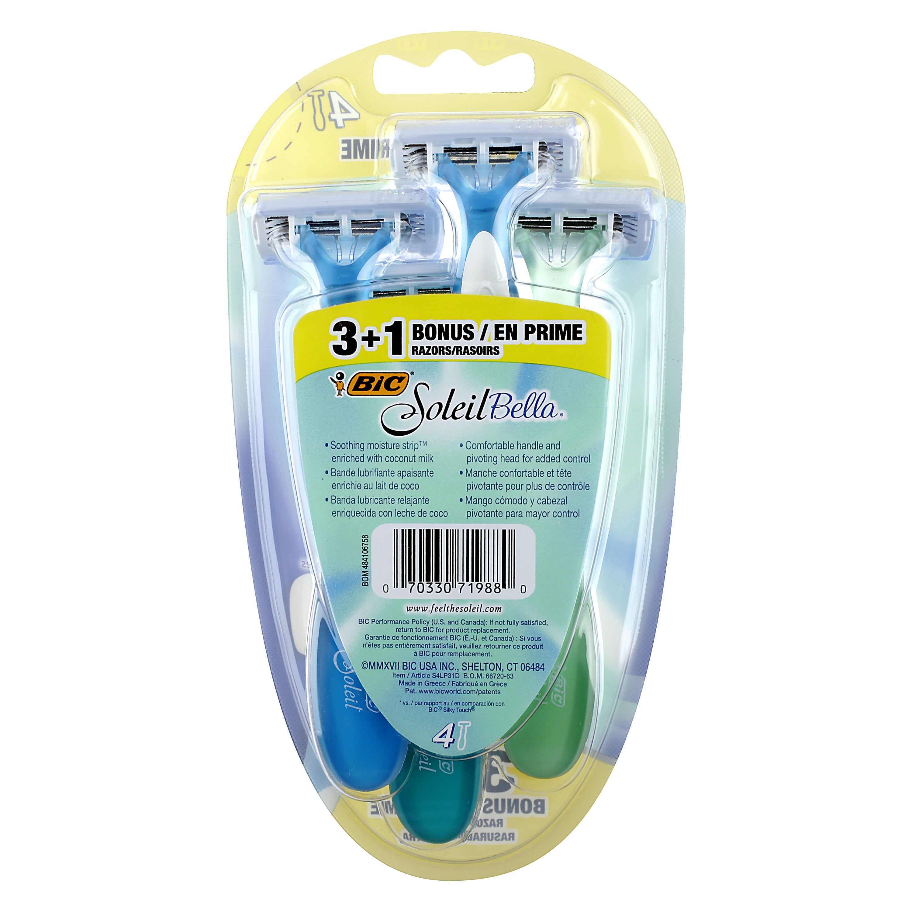 BIC Soleil Bella Women's Disposable Razor Bonus Pack, 4 Count