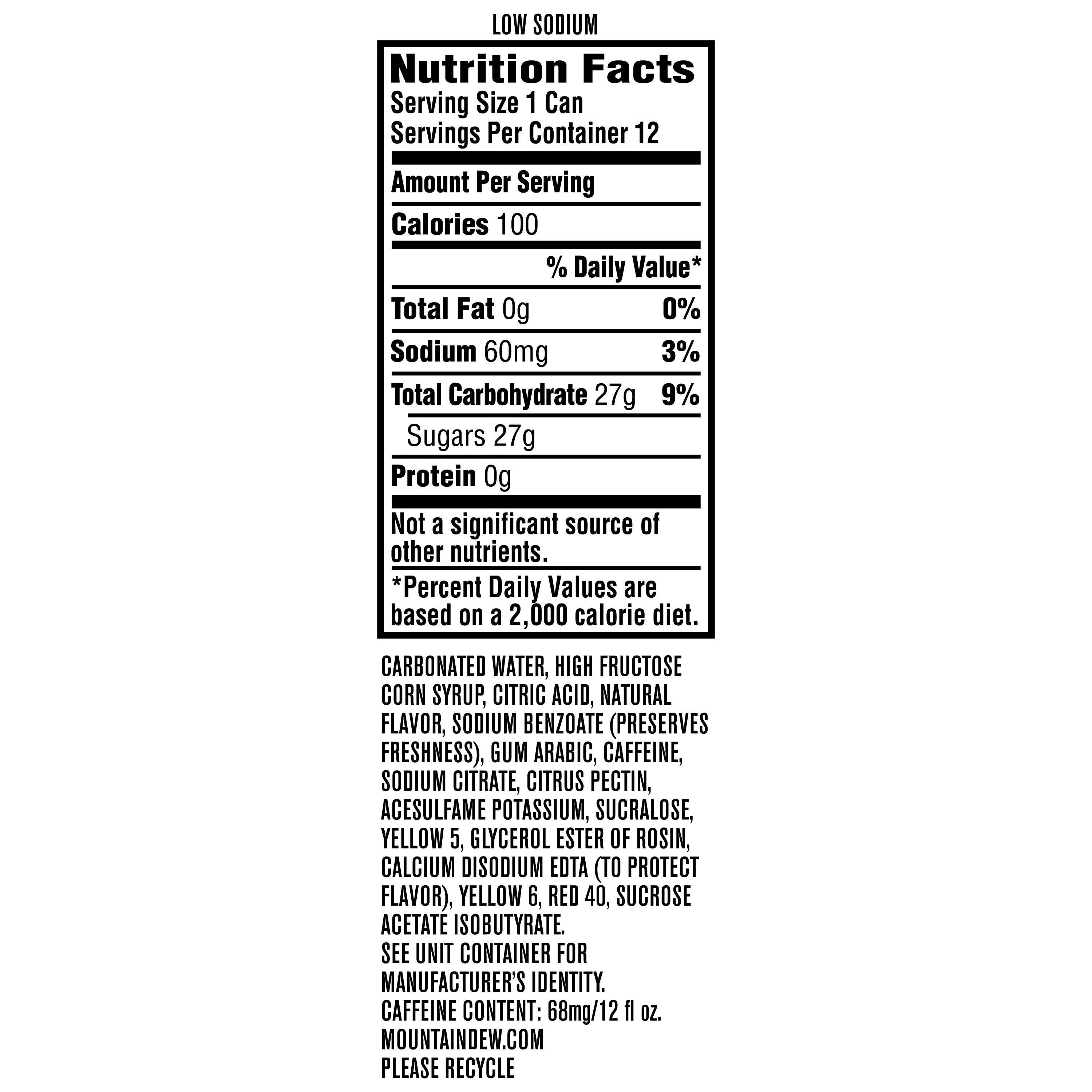 Mountain Dew Game Fuel Citrus Cherry Soda Pop, 12 fl oz Pack Cans