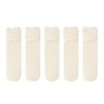 thumbnail image 5 of BRGZLK 5 Pairs Girls Ruffle Socks Cute Solid Color Lace Trim Uniform School Dress Frilly Crew Socks, Turn-Cuff Frilly Ankle Socks for Girl Beige 6-14 Years, 5 of 6