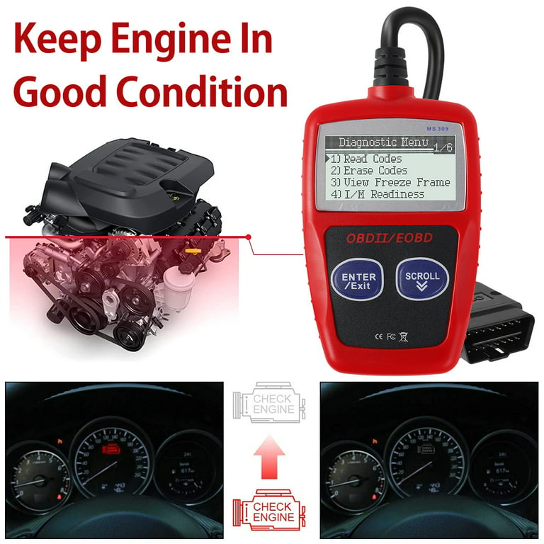 Car Fault Code Reader I/M Readiness Accurate Engine Diagnostic Scanner  Multifunctional OBD2 Scanner Read and Erase Fault Code View Freeze Data CAN  Diagnostic Tool 