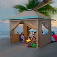 thumbnail image 4 of Outdoor Waterproof 10' x 10' Pop-Up Canopy & Instant Shelter, Portable Enclosed Gazebo Tent with 4 Removable Sidewalls, Blue&White, 4 of 15