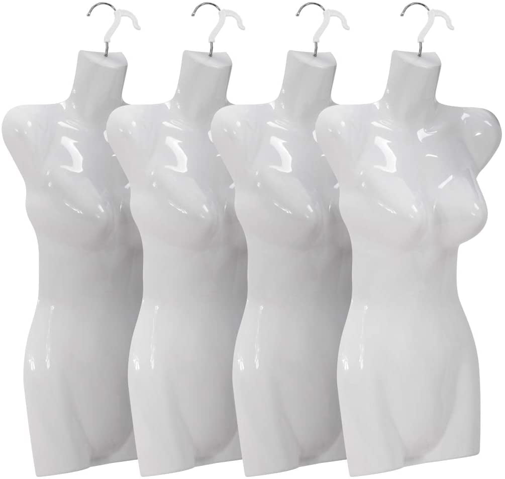 Plastic Hanging Dress Form Long Female Black Torso with Hanger 