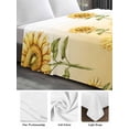 thumbnail image 5 of Twin Size Flat Sheet Only, Sunflower Soft Brushed Microfiber Bed Sheets, Watercolor Yellow Flower Gradient Plant Hotel Quality Breathable Bedding Top Sheet, Easy Care, 66"x96", 5 of 9