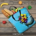 thumbnail image 6 of Naloa Elephant Trunk Couple Flowers Tote Bag for Women, Foldable Tote Bag With Zipper, Large Shoulder Bag, Top Handle Handbag for Travel, Work, Shopping, 6 of 9
